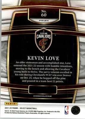 Kevin Love - 2021-22 Panini Select - #60 - Silver Prizms Basketball - Basketball Card Single
