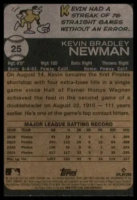 Kevin Newman 2022 Topps Heritage #25 Pittsburgh Pirates - Baseball Card Single