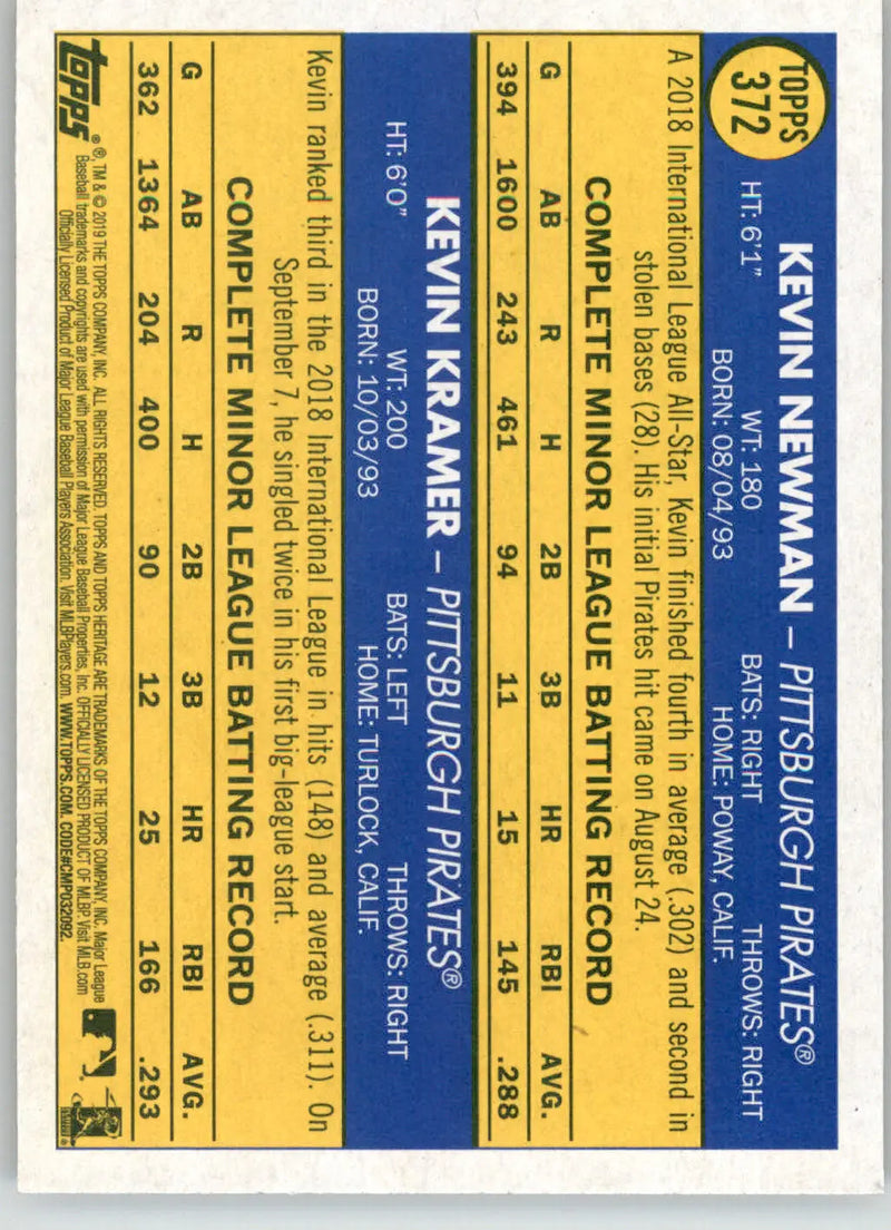 Kevin Newman / Kevin Kramer - 2019 Topps Heritage - #372 - RC Baseball