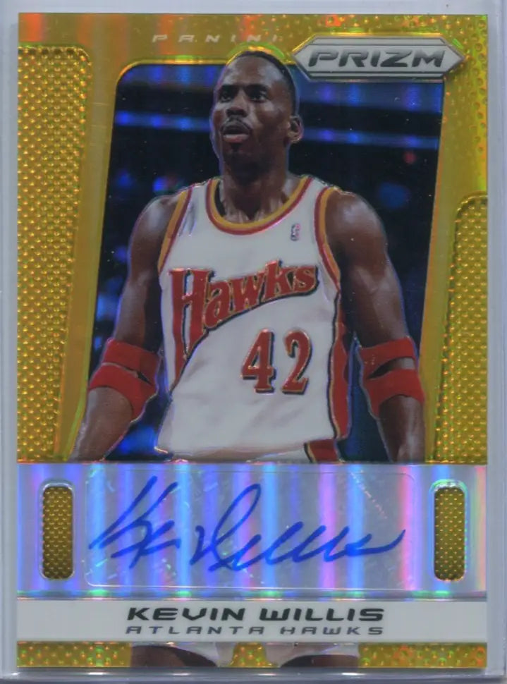 Kevin Willis 2013-14 Panini #149 Gold Prizm #4/10 Auto Atlanta Hawks SP