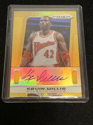 Kevin Willis 2013-14 Panini #149 Gold Prizm #4/10 Auto Atlanta Hawks SP