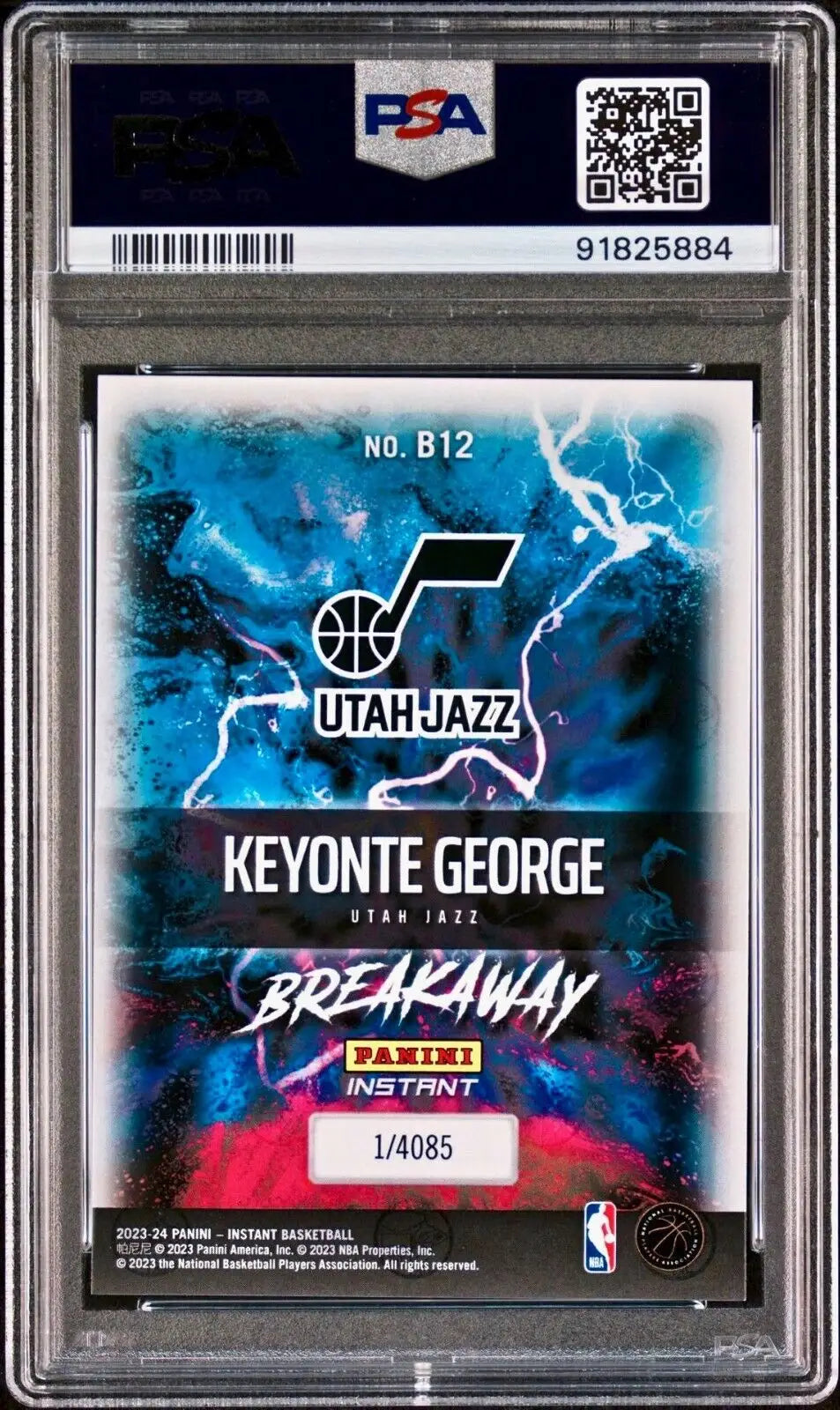 Keyonte George 2023-24 Panini NBA Breakaway #12 Rookie Card 1 of 4085 PSA 9 Mint - Basketball Card Single