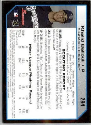 Khalid Ballouli - 2004 Bowman - #294 - RC AUTO Baseball - Baseball Card Single