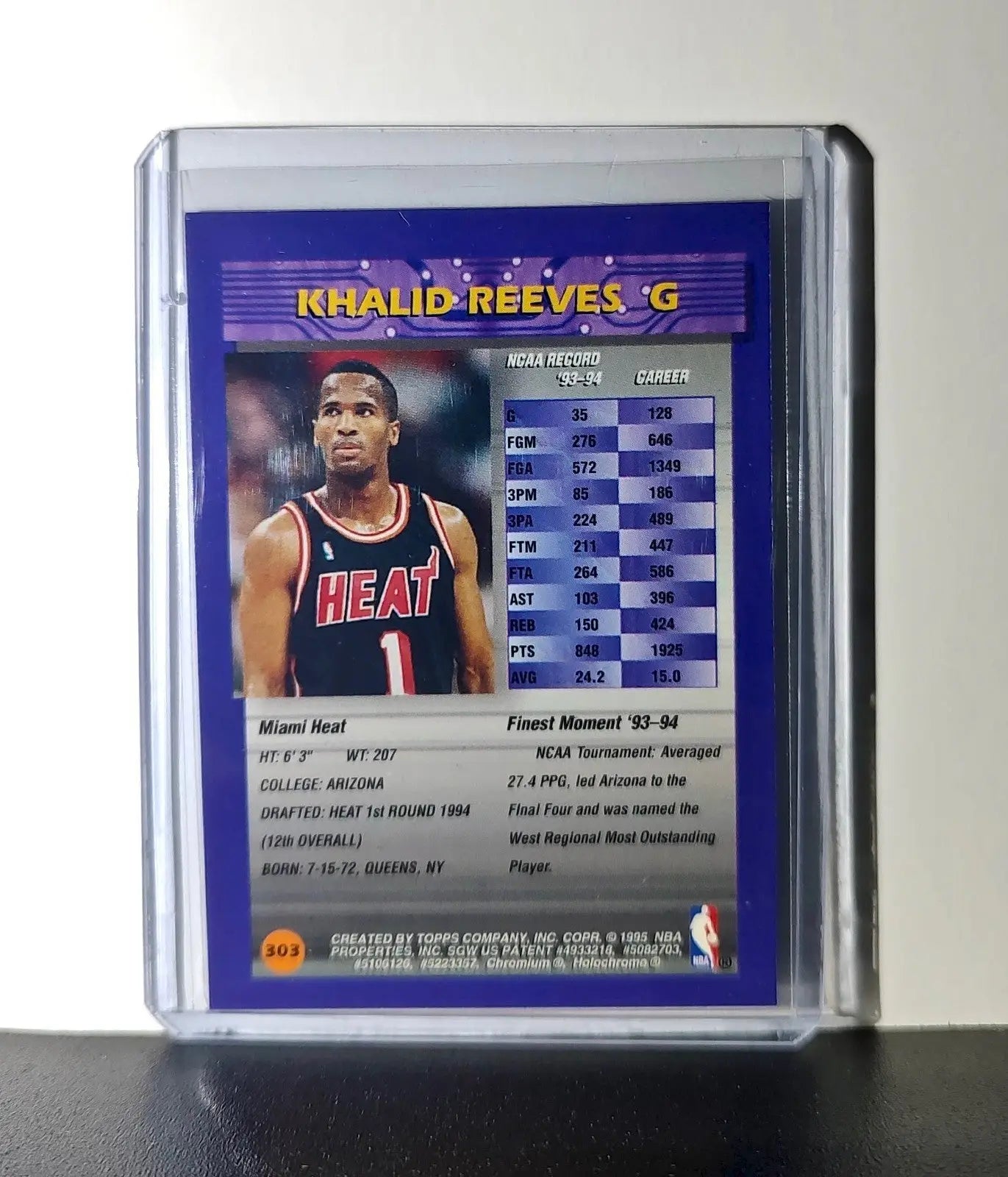 Khalid Reeves Rookie 1994-95 Topps Finest #303 Card - Basketball Card Single