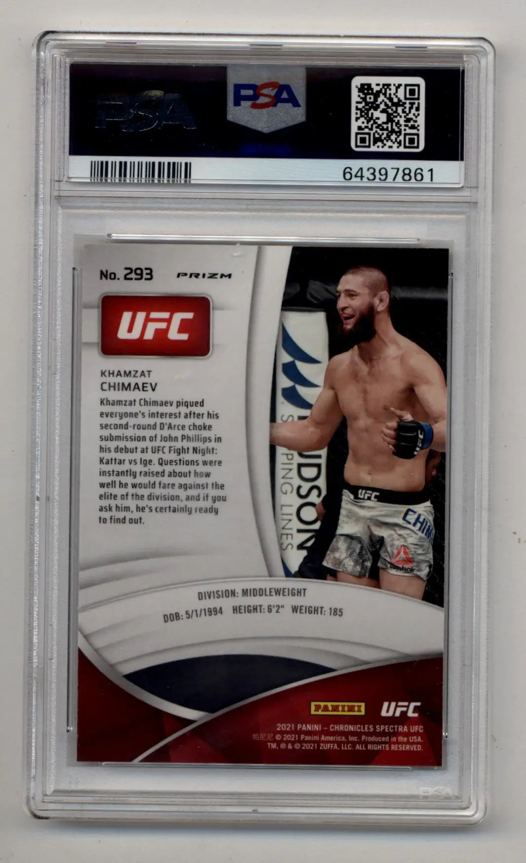 Khamzat Chimaev 2021 Chronicles UFC Pink #293 PSA 10 Gem Mint - UFC/MMA Card Single