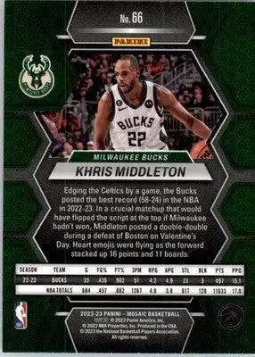 Khris Middleton - 2022-23 Panini Mosaic - #66 - Basketball - Basketball Card Single