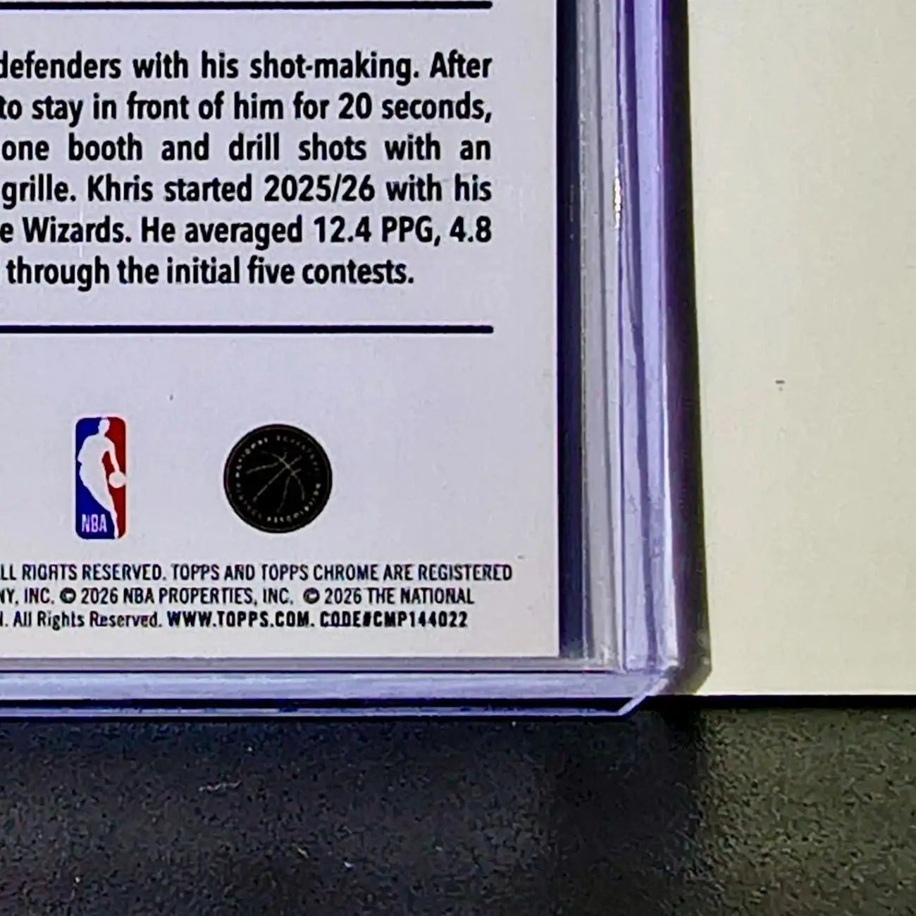 Khris Middleton 2025-26 NBA Topps Chrome Update #101 Card Washington Wizards - Basketball Card Single