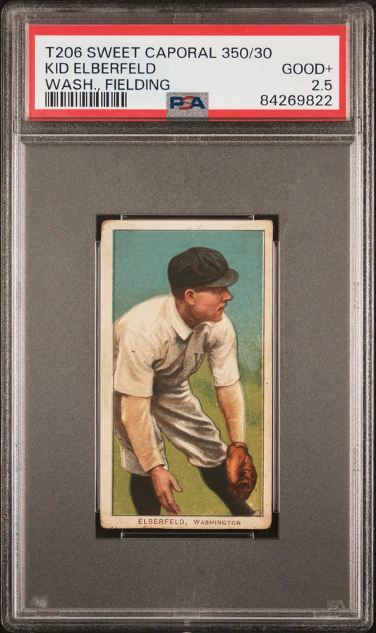 Kid Elberfeld 1909-11 T206 Sweet Caporal 350/30 Wash. Fielding PSA 2.5 Good+ - Baseball Card Single