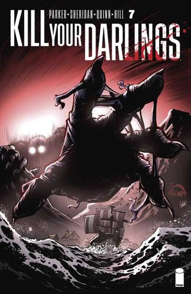 Dark silhouette in action pose with red background for Kill Your Darlings #7 Cover B variant