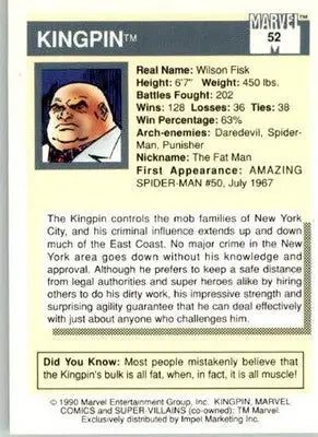 Kingpin - 1990 Impel Marvel Universe - #52 - Non_sport - Non-Sports Card Single