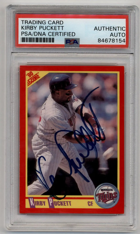 Kirby Puckett 1990 Score #400 Auto PSA/DNA certified baseball card in protective case