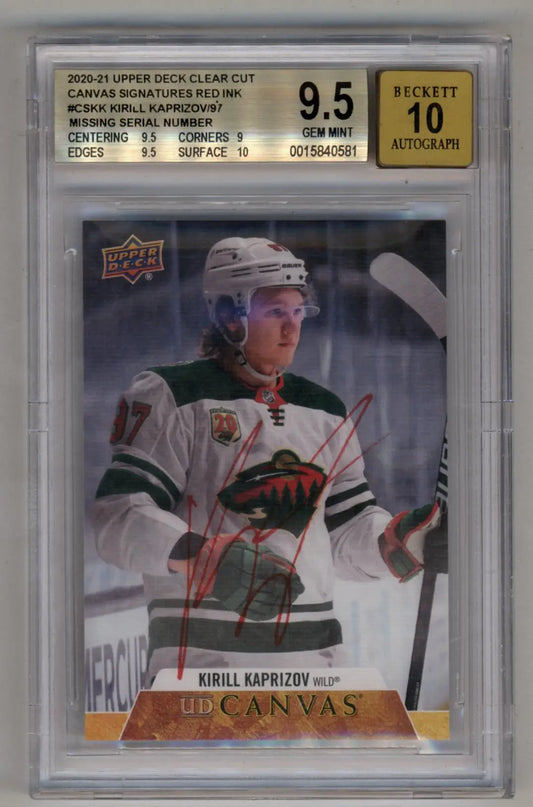 Kirill Kapizov 2020-21 Upper Deck Clear Cut Red Ink Auto BGS 9.5 Gem Mint - Hockey Card Single