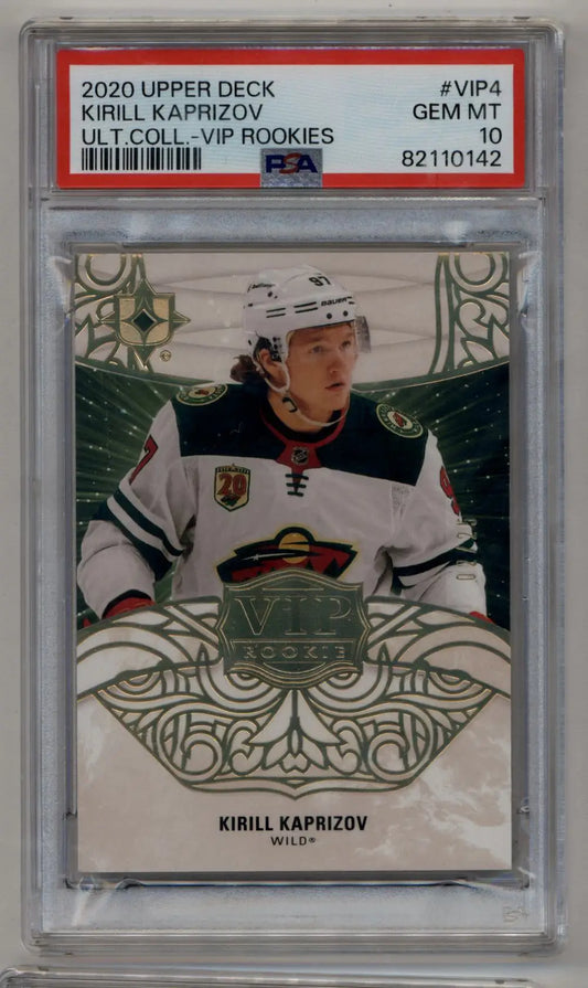 Kirill Kaprizov 2020-21 Upper Deck Ultimate Collection VIP Rookies PSA 10 Gem Mint 0142 - Hockey Card Single