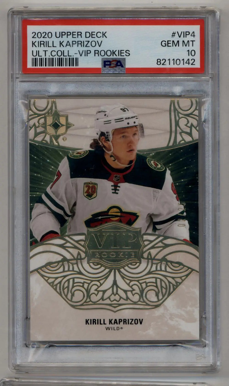 Kirill Kaprizov 2020-21 Upper Deck Ultimate Collection VIP Rookies PSA 10 Gem Mint 0142 - Hockey Card Single