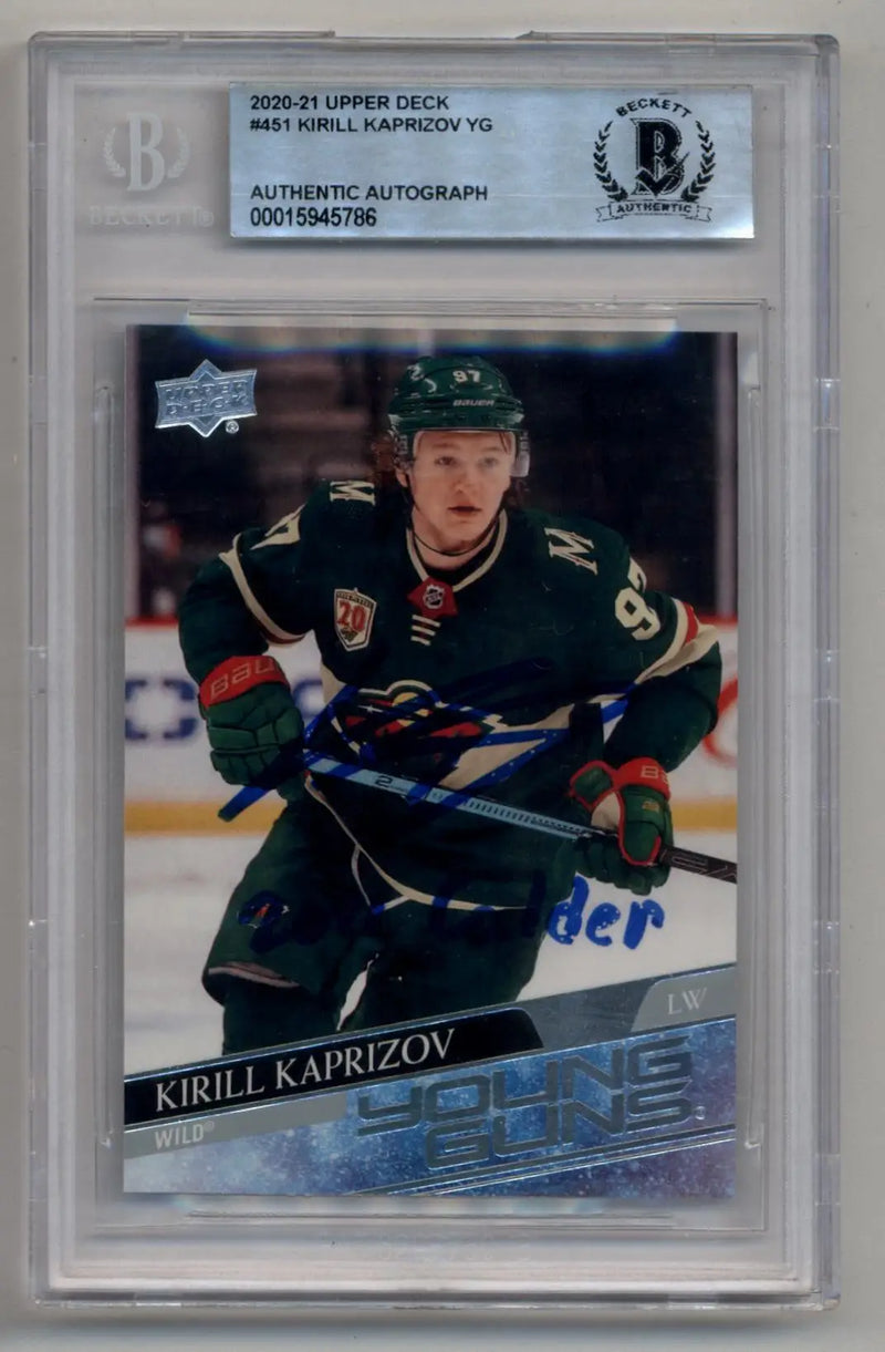 Kirill Kaprizov 2020-21 Upper Deck Young Gun #451 BGS Authenticated 5786 - Hockey Card Single