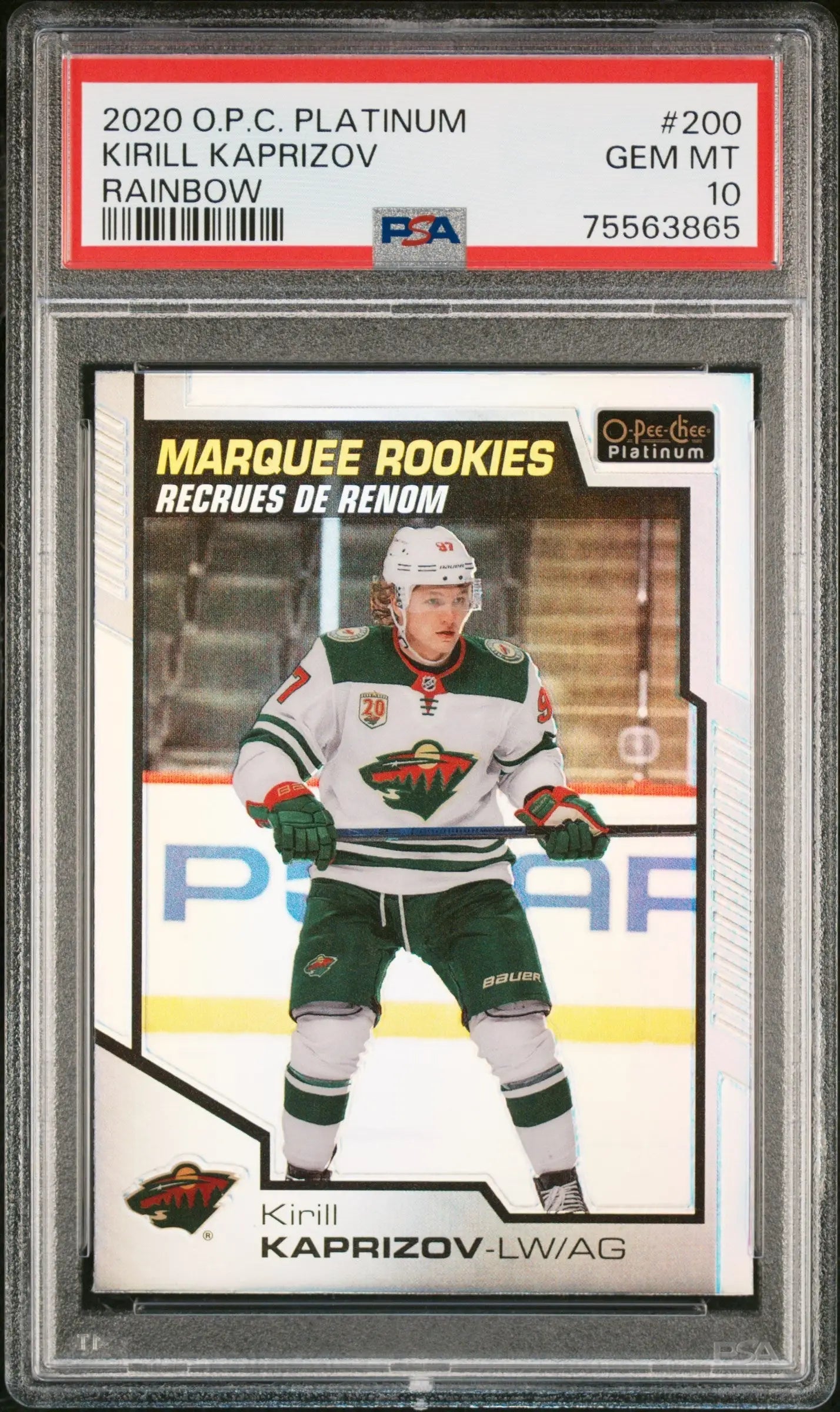Kirill Kaprizov 2020 OPC Platinum #200 Rainbow PSA 10 Gem Mint - Hockey Card Single