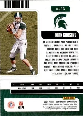 Kirk Cousins - 2021 Panini Contenders Draft Picks - #13 - Red Football - Football Card Single