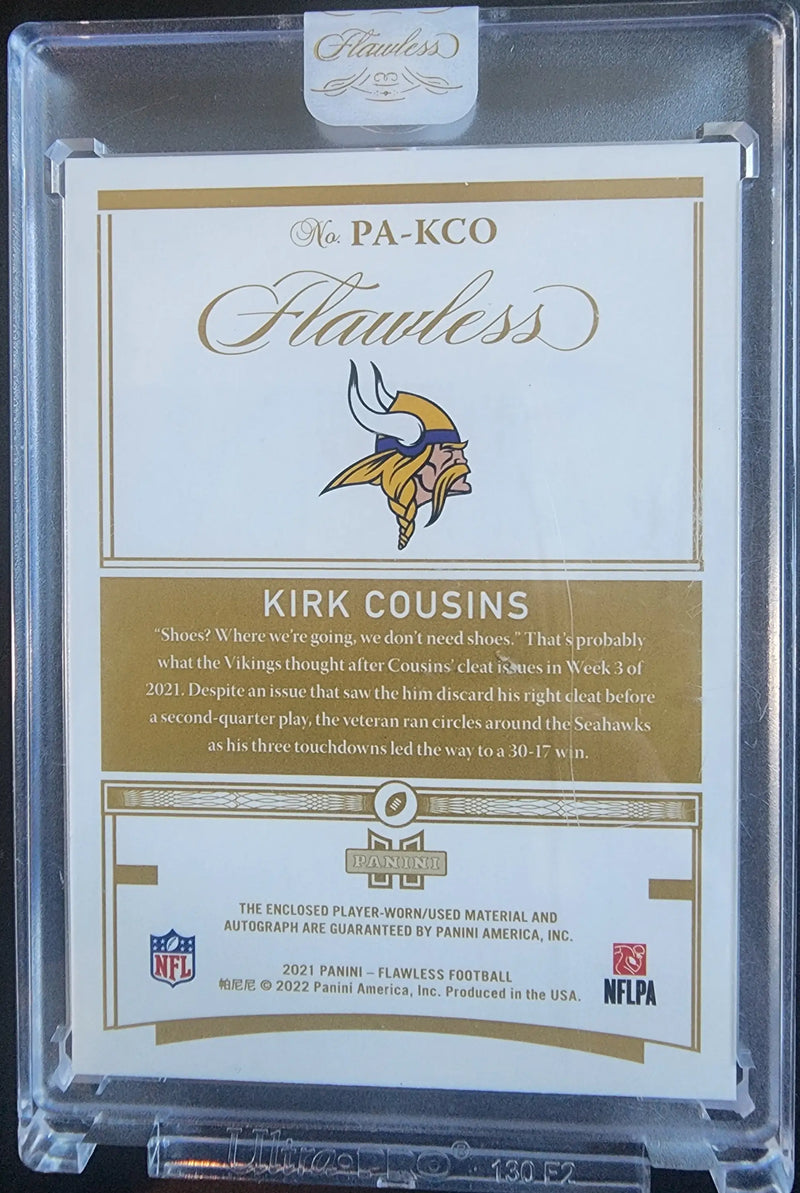 Kirk Cousins 2021 Panini Flawless Nike Swoosh Auto #3/6 - Football Card Single