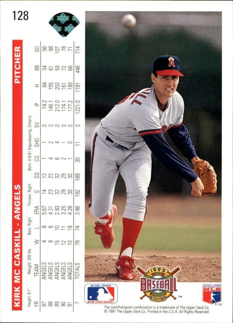 Kirk McCaskill 1992 Upper Deck MLB #128 Baseball Card California Angels