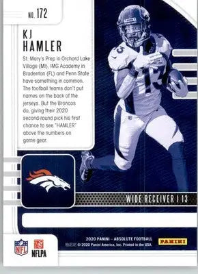 KJ Hamler - 2020 Panini Absolute - #172 - Retail RC Football - Football Card Single