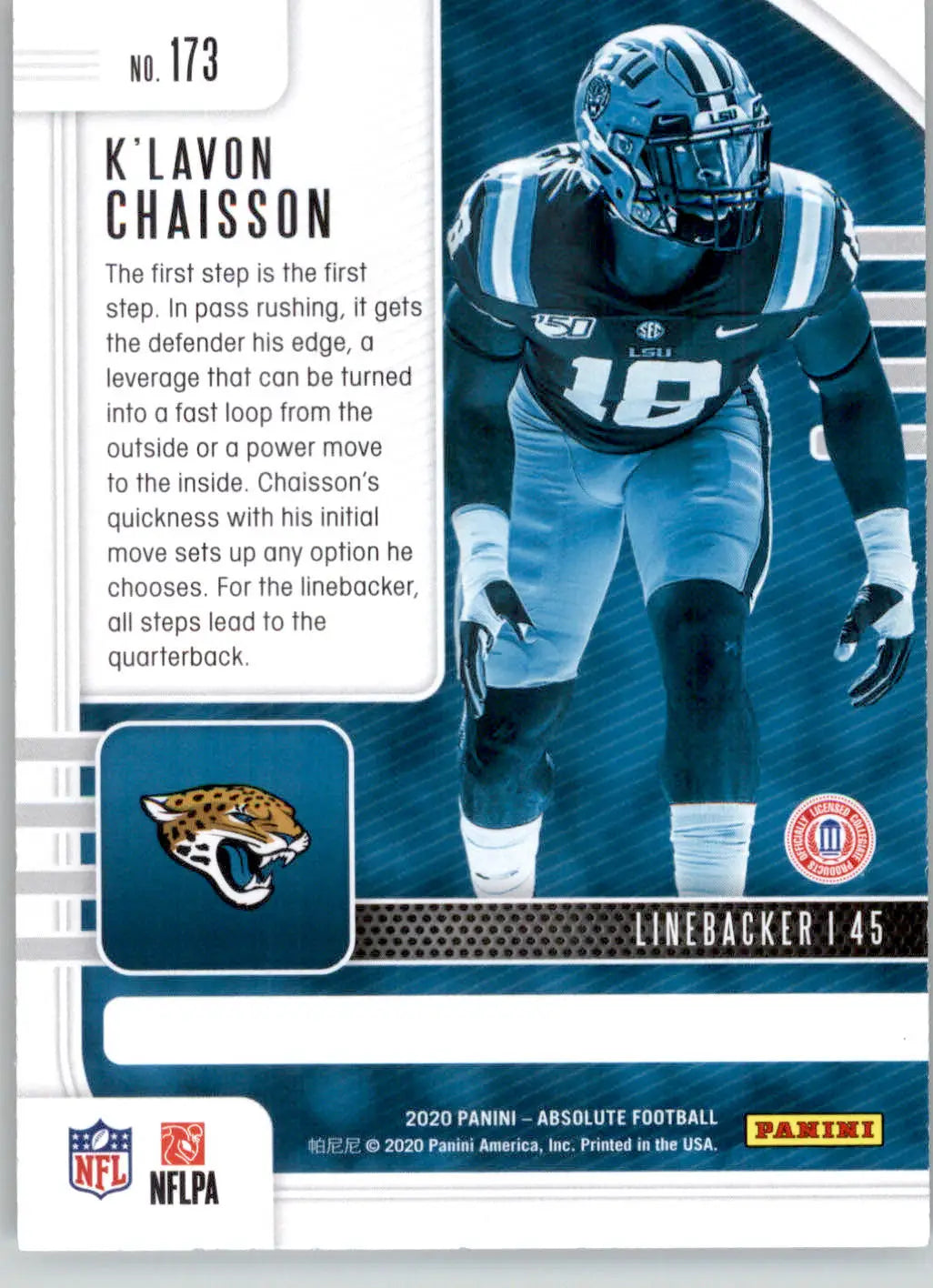K’Lavon Chaisson - 2020 Panini Absolute - #173 - Red Rookie Football - Football Card Single