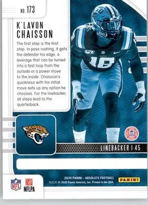 K’Lavon Chaisson - 2020 Panini Absolute - #173 - Red Rookie Football - Football Card Single