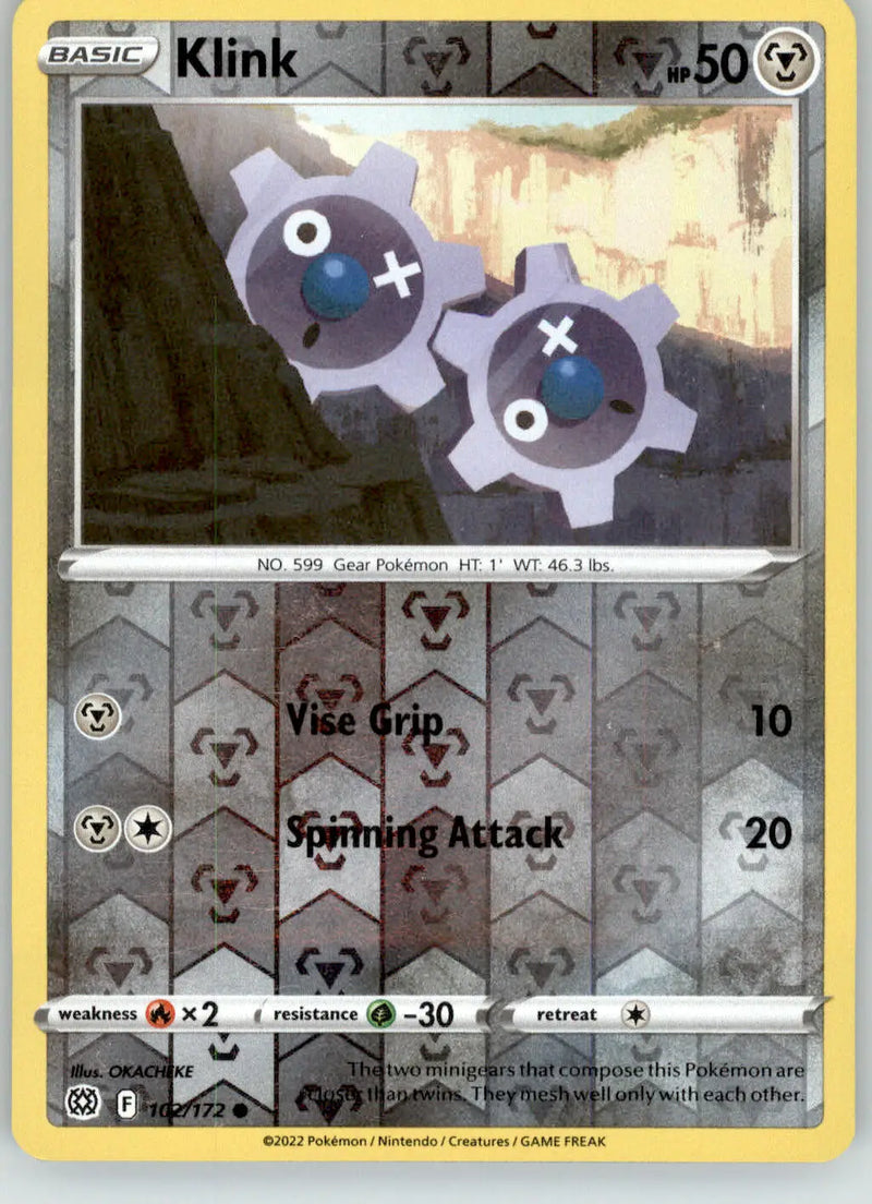 Klink - Brilliant Stars - 102/172 - Reverse Holo LP Pokemon - Pokémon Card Single