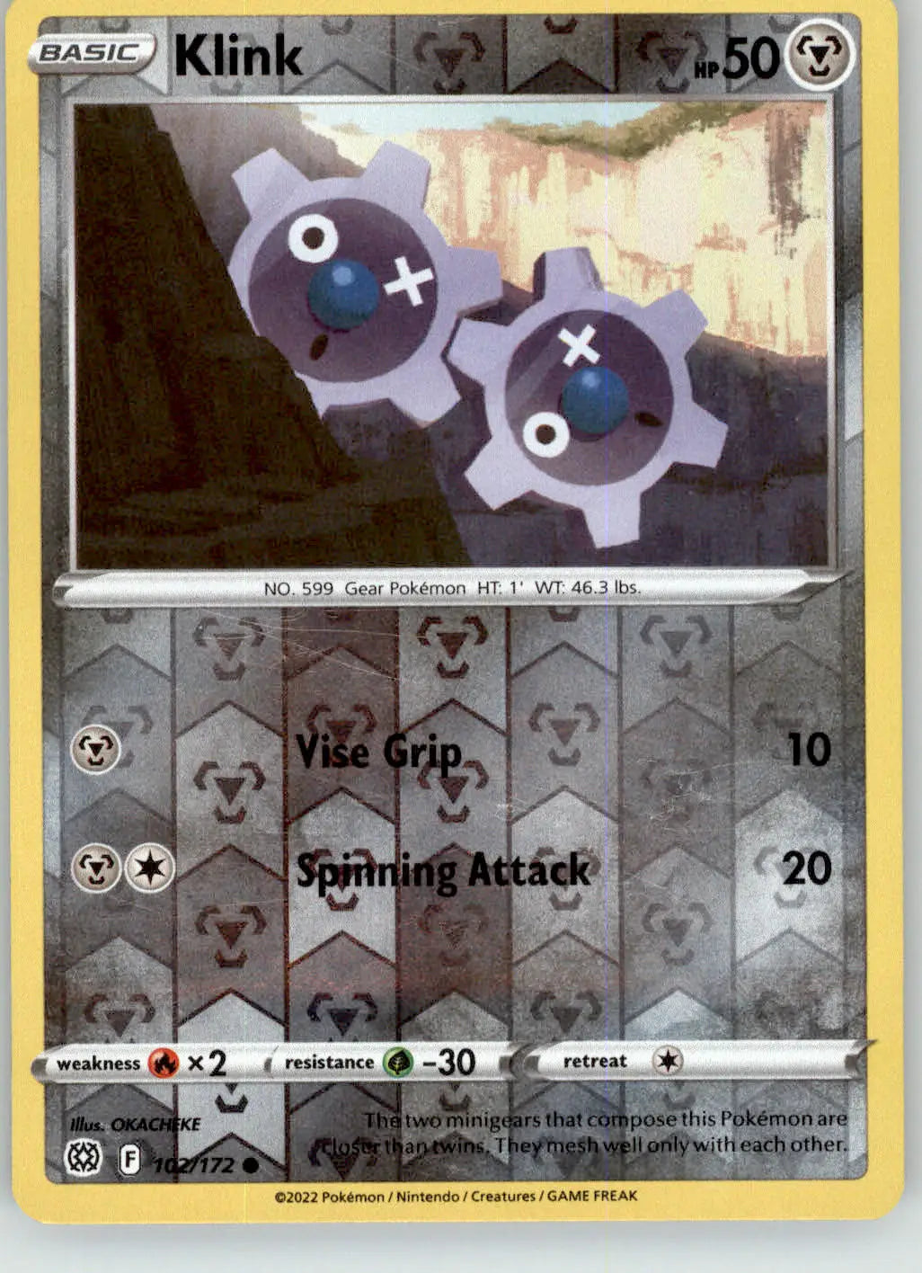 Klink - Brilliant Stars - 102/172 - Reverse Holo LP Pokemon - Pokémon Card Single