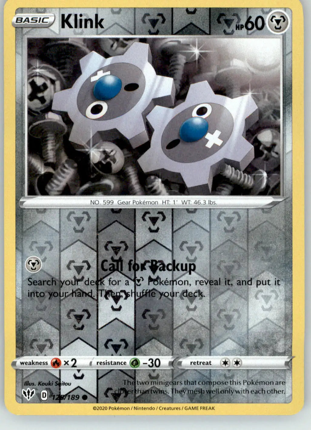 Klink - Darkness Ablaze - 125/189 - Reverse Holo LP Pokemon - Pokémon Card Single
