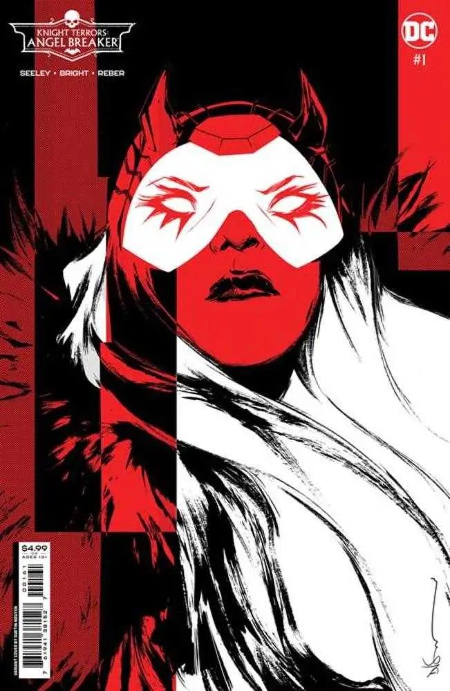 Striking red and white Knight Terrors Angel Breaker comic cover art featuring a masked figure