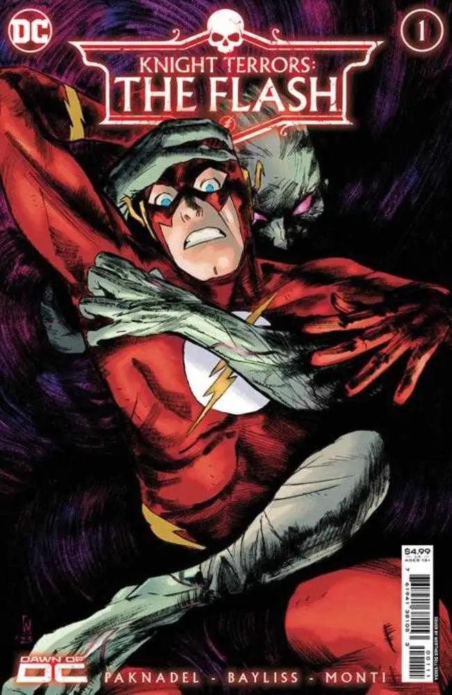 Knight Terrors Flash #1 comic book cover with The Flash and skeletal hands reaching