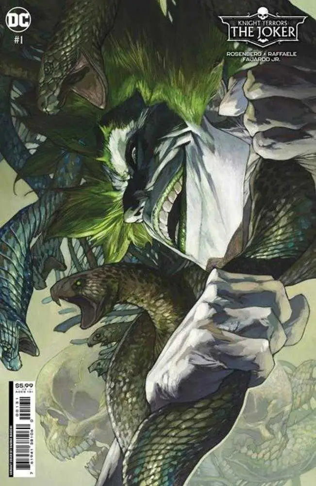 Dark figure with green snakes on Knight Terrors Joker #1 comic book cover variant