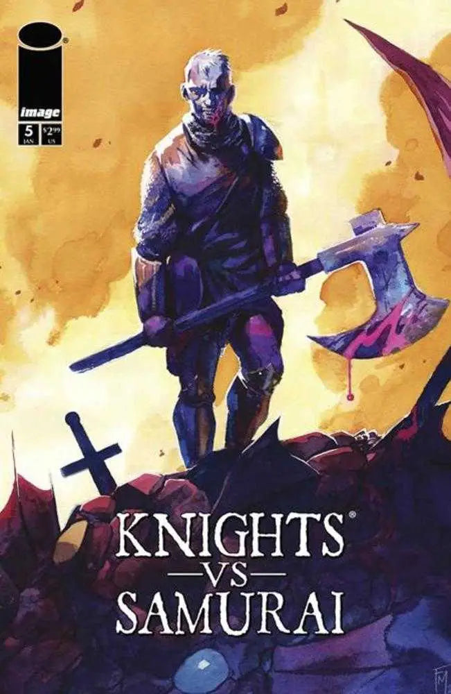 Comic book cover Knights vs Samurai #5 Cover B Fede Mele Variant art scene