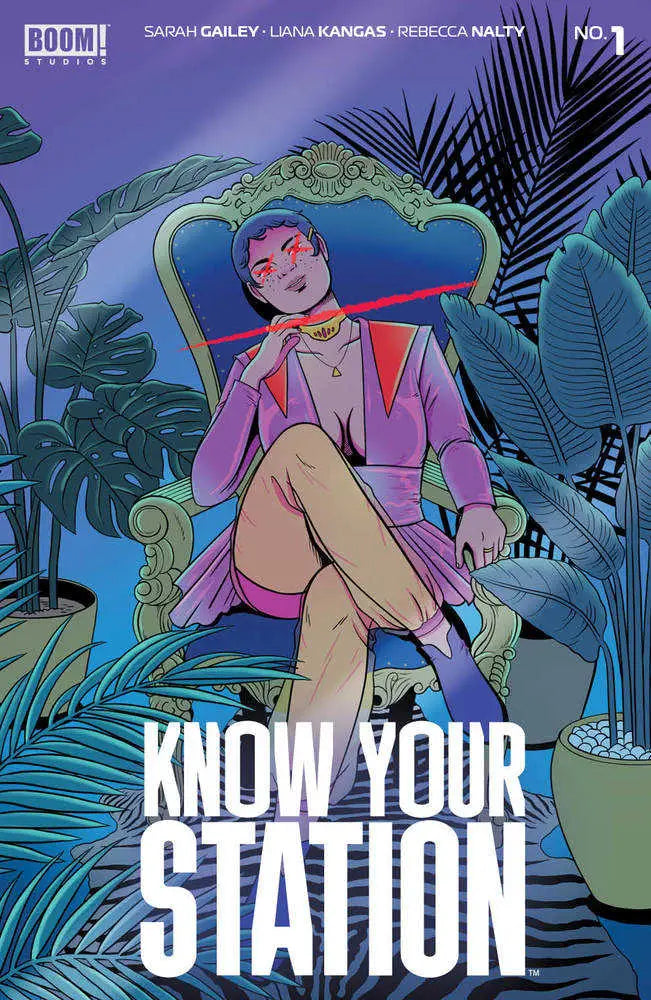 Comic book cover of Know Your Station #1 featuring a stylish character and tropical foliage
