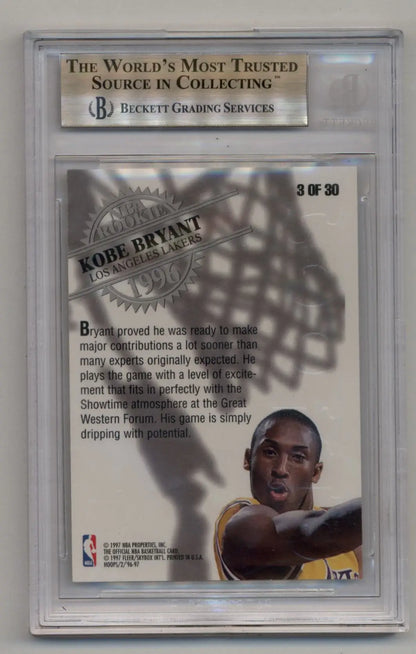 Graded Kobe Bryant Hoops Rookies basketball trading card Gem Mint BGS 9.5
