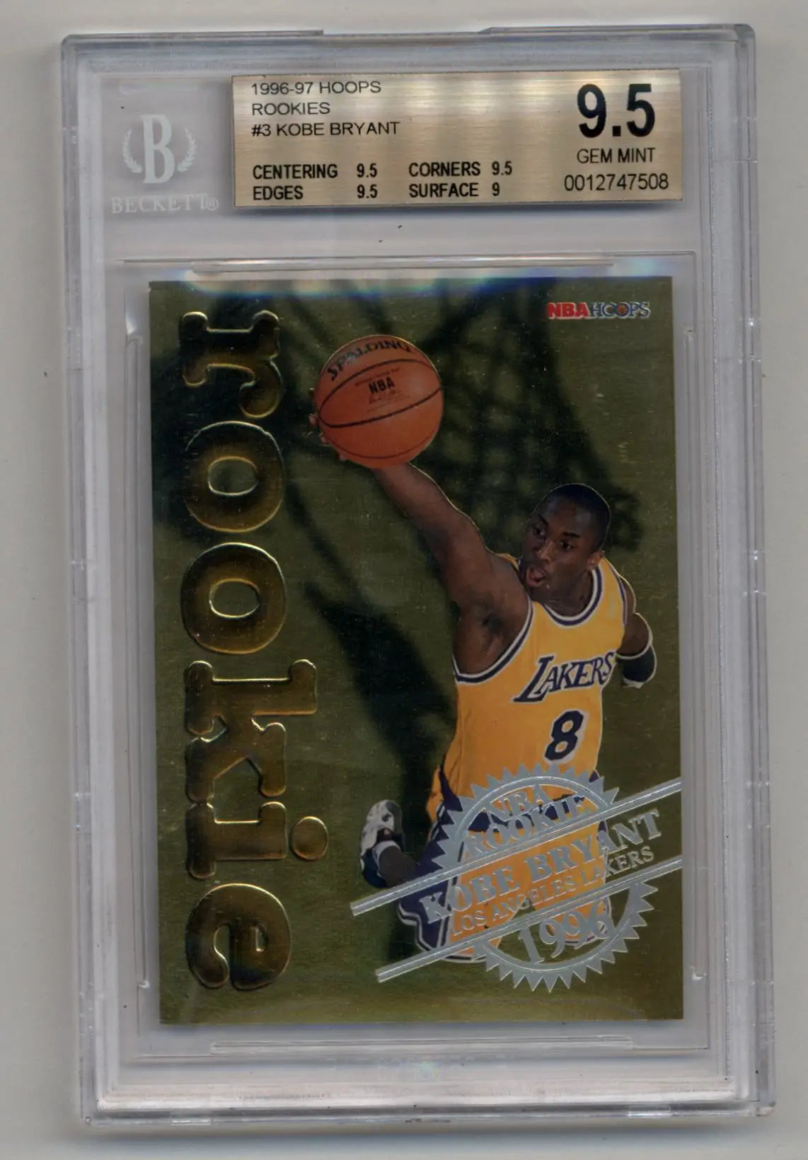 Kobe Bryant 1996-97 Hoops Rookies #3 gem mint rookie basketball card BGS 9.5