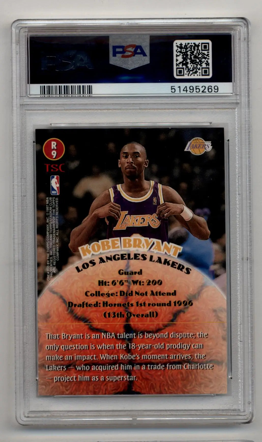 Kobe Bryant 1996-97 Stadium Club Rookies 2 #R9 PSA 10 Gem Mint - Singles