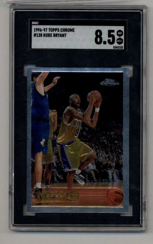 Kobe Bryant 1996-97 Topps Chrome Rookie #138 card graded SGC 8.5 in protective case
