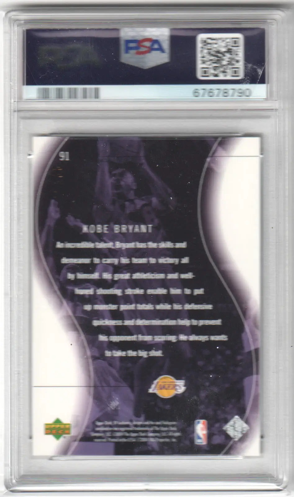 Authentic Kobe Bryant basketball card from Columbia Hobby featuring graded Kobe Bryant collectible