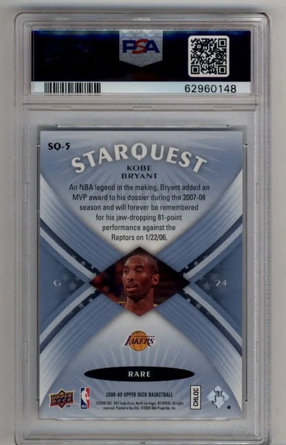 Graded Kobe Bryant Starquest Blue basketball card PSA 10 Gem Mint