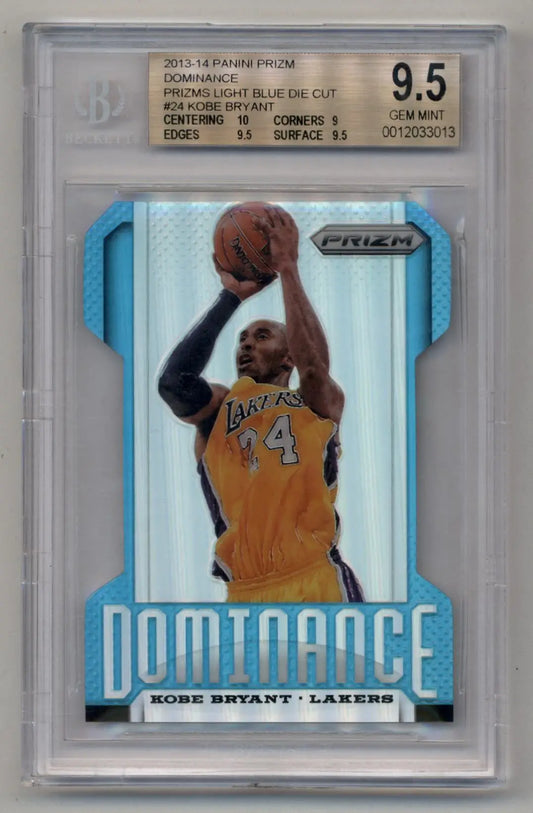 Kobe Bryant 2013-14 Prizm Dominance Light Blue Die-Cut card BGS 9.5 Gem Mint