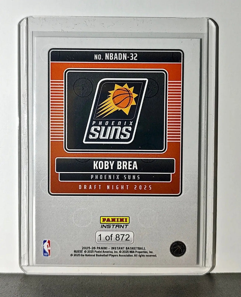 Koby Brea Rookie 2025-26 Panini NBA #32 Draft Night Card Phoenix Suns