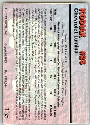 Kodiak #25 - 1993 Action Packed - #135 - Racing - Racing Card Single