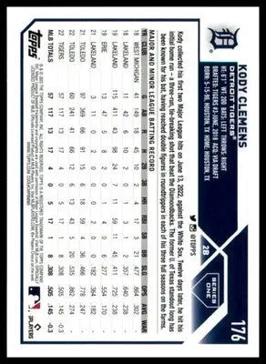 Kody Clemens Rookie 2023 Topps #176 Detroit Tigers - Baseball Card Single