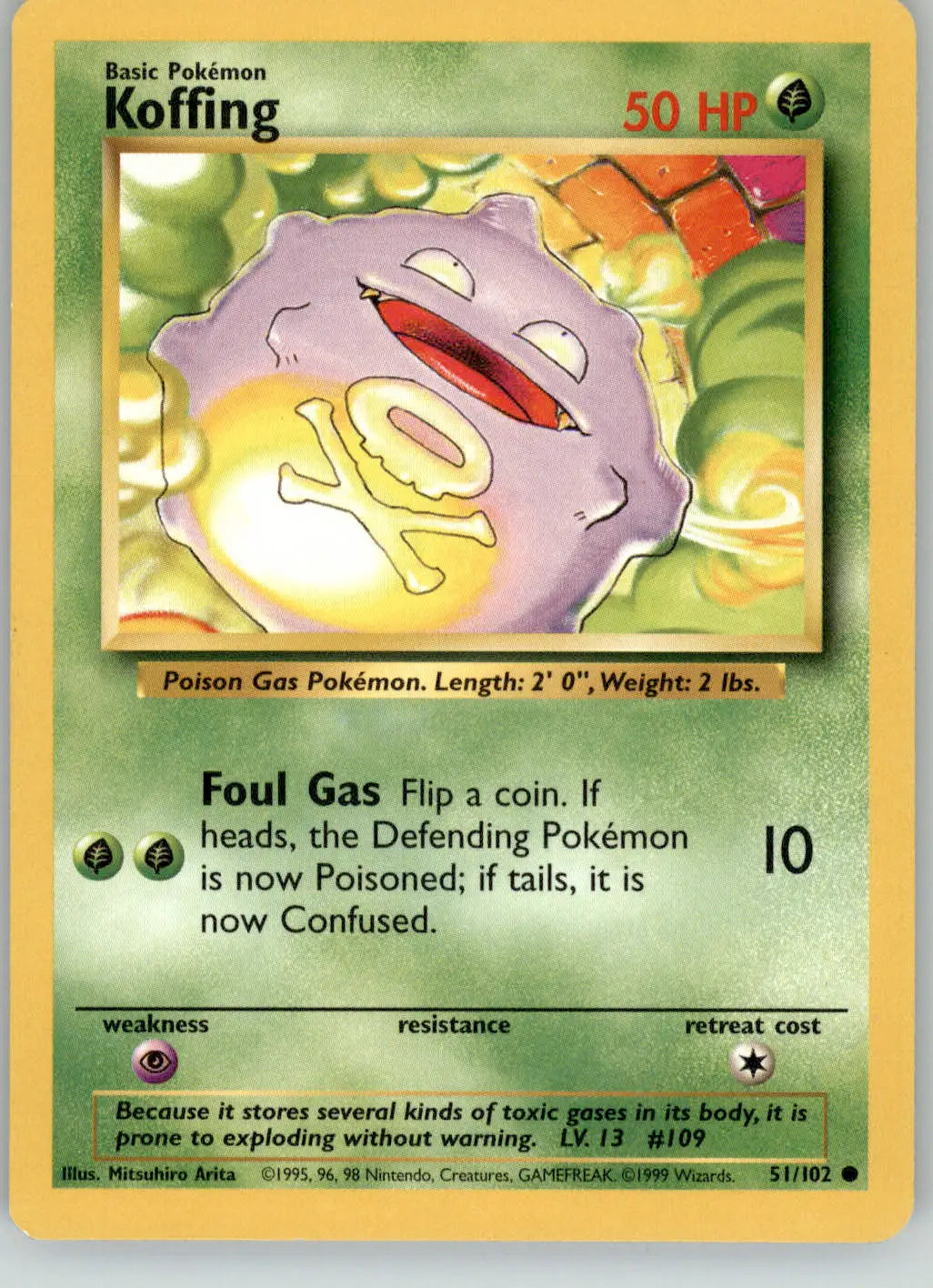 Koffing - Base Set Unlimited - 51/102 - NM Pokemon - Pokémon Card Single