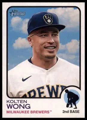 Kolten Wong 2022 Topps Heritage #355 Milwaukee Brewers - Baseball Card Single