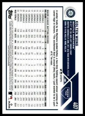 Kolten Wong 2023 Topps #407 Seattle Mariners - Baseball Card Single
