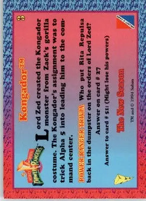 Kongador - 1995 Collect-A-Card Power Rangers The New Season Hobby - #3 - Non-Sports Card Single