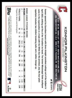Konnor Pilkington Rookie 2022 Topps Update #US304 Cleveland Guardians - Baseball Card Single