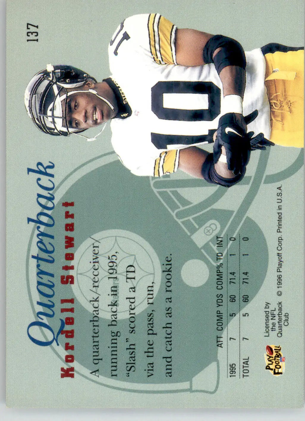 Kordell Stewart - 1996 Playoff Prime - #137 - Football - Football Card Single